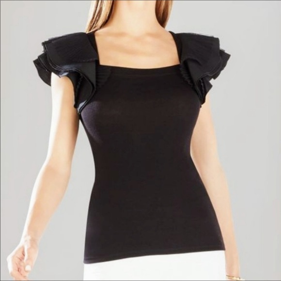 BCBGMAXAZRIA "MIRABELLE" BLACK LAYERED TULLE  SLEEVE SIZE XS “GENTLY WORN” - Picture 3 of 7